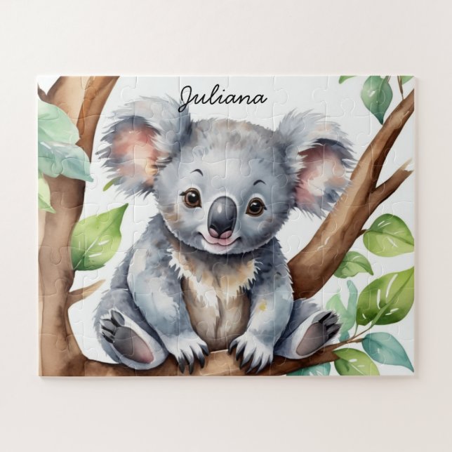 Puzzle Cute Koala Ours Aquarelle Personnalisée (Horizontal)