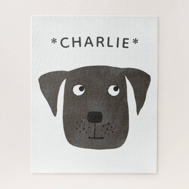 Puzzle Cute Labrador Retriever Chien Nom personnalisé (Vertical)