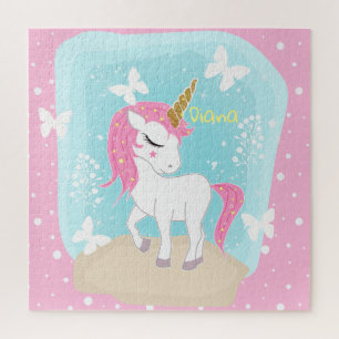 Puzzle Cute licorne aux papillons.