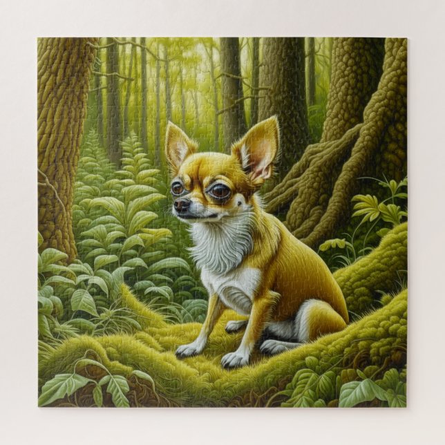 Puzzle Cute Little Chihuahua Assis dans les bois (Vertical)