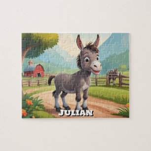 Puzzle Cute Little Donkey sur ferme Personnalisé