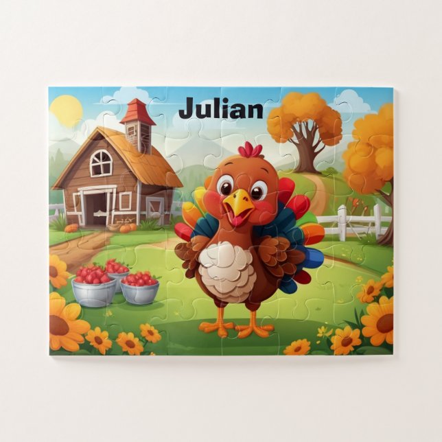 Puzzle Cute Little Farm Turquie Personnalisée Enfants (Horizontal)