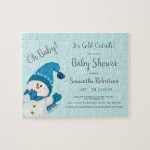 Puzzle Cute Little Snowman Baby shower Invitation Favoris