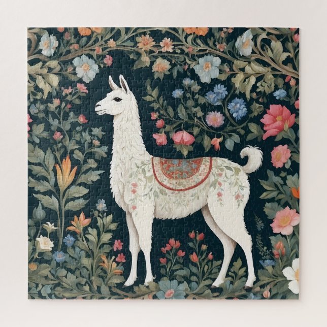 Puzzle Cute Llama Élégant Floral (Vertical)