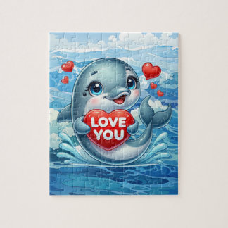 Puzzle Cute love dauphin plage 