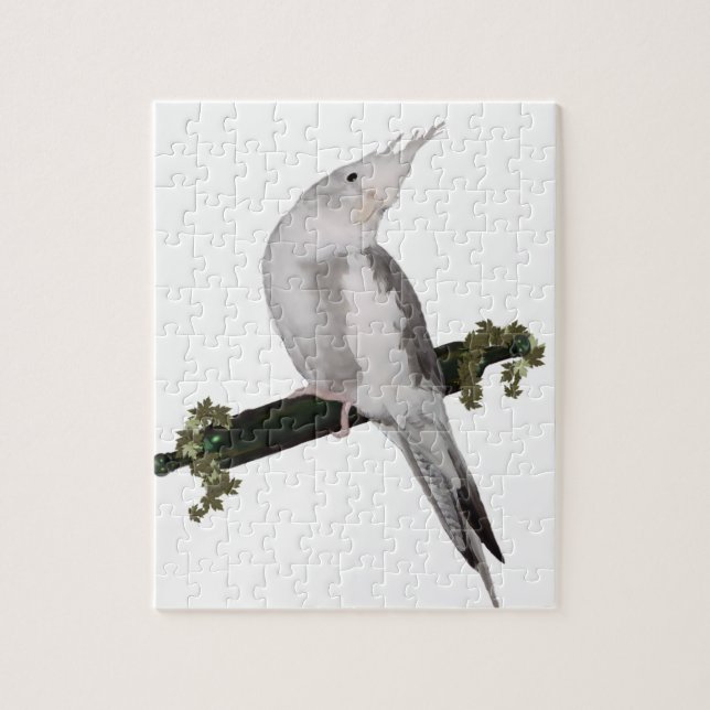 Puzzle Cute Lutino Cockatiel Bird Ivy Perch Animal (Vertical)