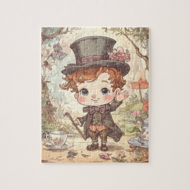 Puzzle Cute Mad Hatter Whimsical Wonderland Woodland Art (Vertical)