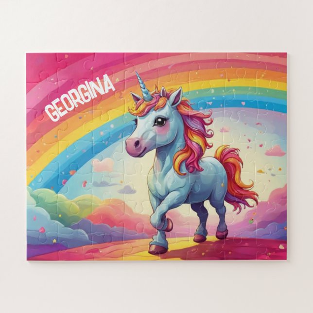 Puzzle Cute Magique Personnalisée Unicorne (Horizontal)
