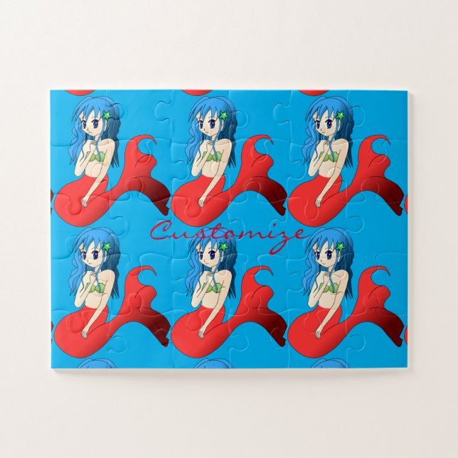 Puzzle Cute Mermaid à cheveux bleus Thunder_Cove (Horizontal)