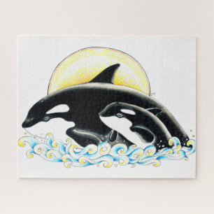 Puzzle Cute Orca baleine Art de l'encre de famille