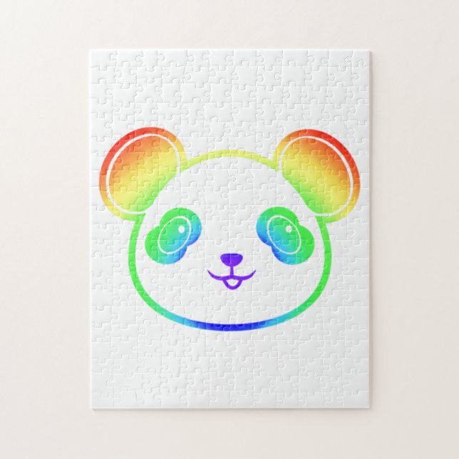 Puzzle Cute Panda Bear Dans Les Couleurs De L'Arc-En-Ciel (Vertical)