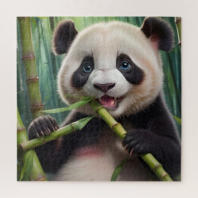 Puzzle Cute Panda Mange Du Bambou (Vertical)
