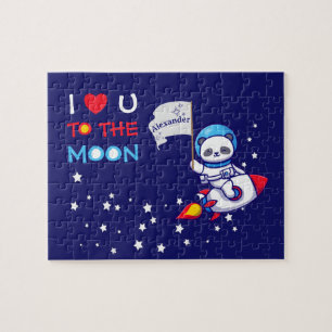 Puzzle Cute Panda Ours Astronaut Sur Rockship Kids