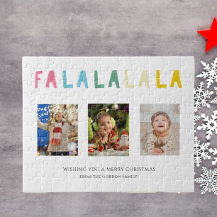 Puzzle Cute Pastel Christmas Fa La La 3 Photo Collage