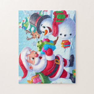 Puzzle Cute Père Noël et Snowman