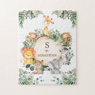 Puzzle Cute Personnalisé Jungle Safari Animaux Monogramme