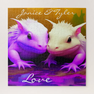 Puzzle Cute personnalisée Axolotl Couple Amour art IA