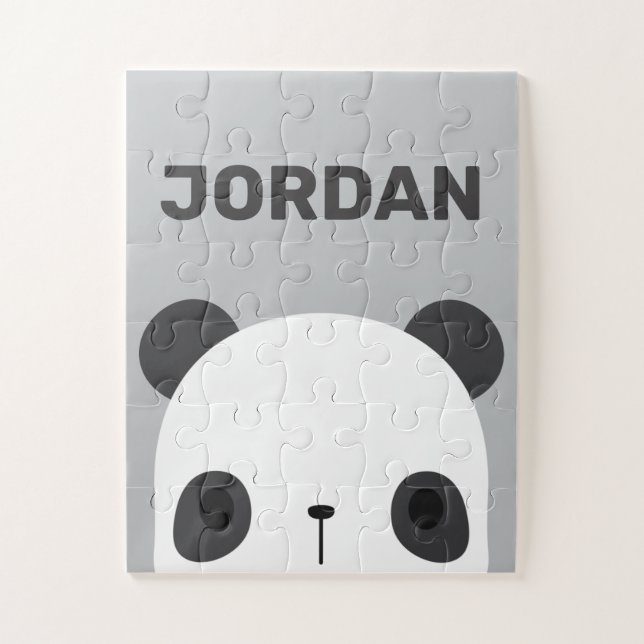 Puzzle Cute petit ours Panda avec nom personnalisé (Vertical)