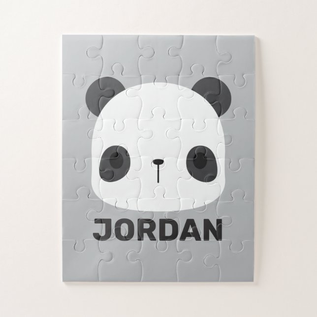 Puzzle Cute petit ours Panda avec nom personnalisé (Vertical)