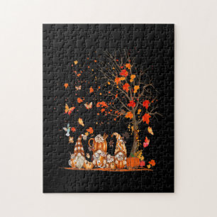 Puzzle Cute Pumpkin Gnomes Autumn Tree Fall Leaves