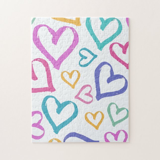 Puzzle Cute Romantic Pastel Hearts (Vertical)
