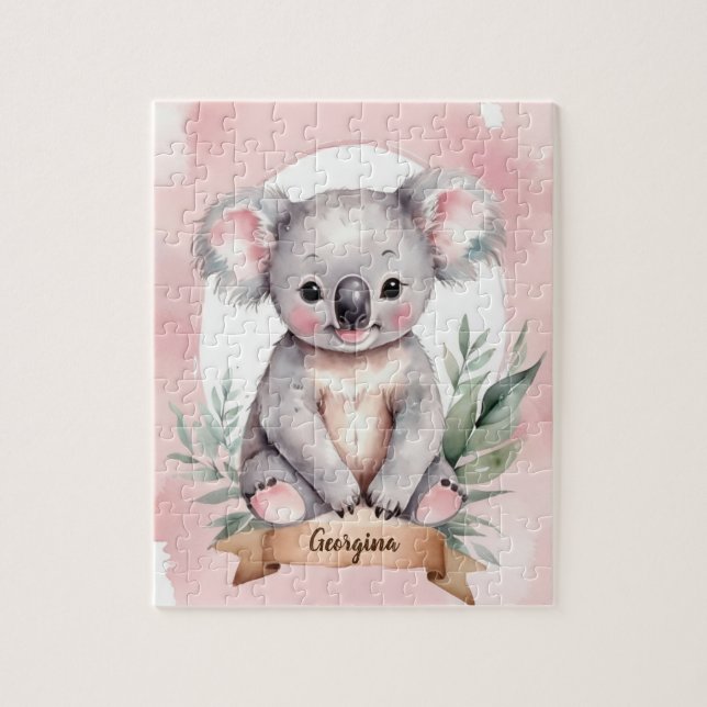 Puzzle Cute Rose Personnalisé Kids Koala (Vertical)