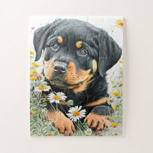 Puzzle Cute Rottweiler Chien Chien Chien Chien Chien Aqua