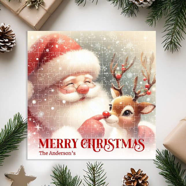 Puzzle Cute Santa Claus Rudolph Personalized Kids Gift   (Cute Santa Claus Rudolph Personalized Kids Gift Puzzle

)