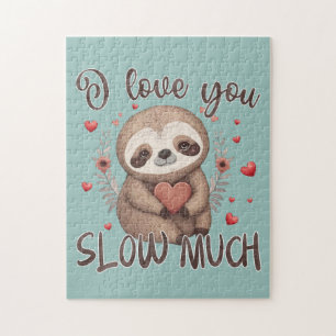 Puzzle Cute sloth romantic fun pun I love you slow much