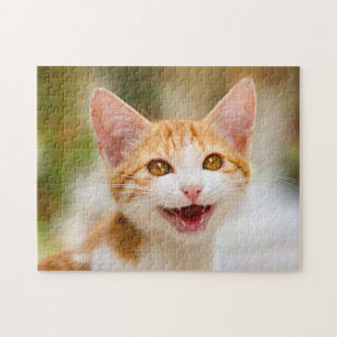 Puzzle Cute Smiling Kitten Face Funny Cat Meow
