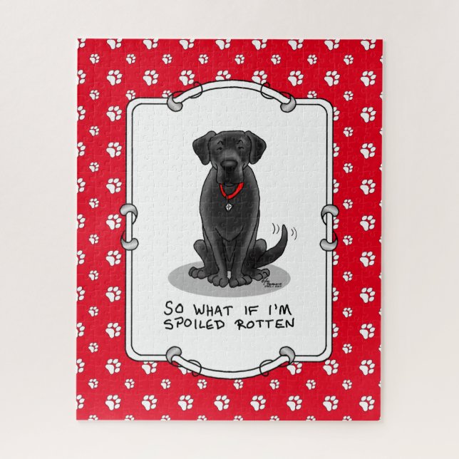 Puzzle Cute Spoten Rotten Black Labrador Retriever Chien (Vertical)