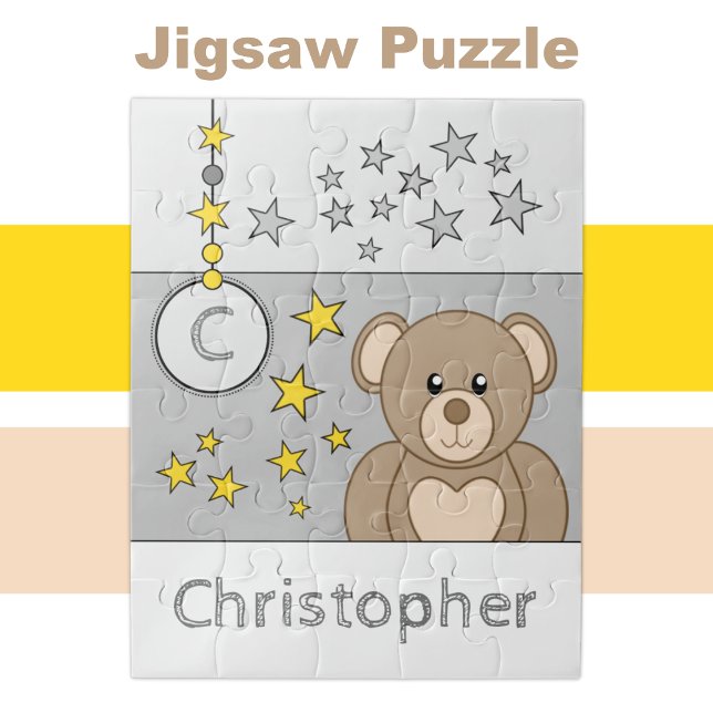 Puzzle Cute teddy bear stars name grey (Créateur téléchargé)