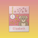 Puzzle Cute teddy bear stars name pink<br><div class="desc">Jigsaw puzzle for kids. Featuring a cute brown teddy bear,  stars and name. Pink and yellow C'est un poison.</div>