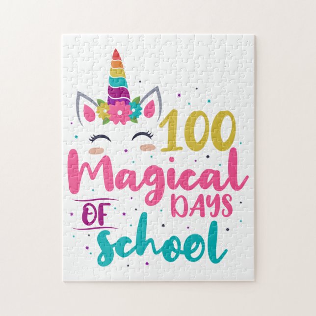 Puzzle Cute Unicorn 100 Jours Magiques De L'École (Vertical)