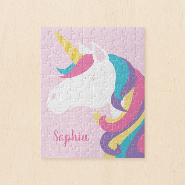 Puzzle Cute Unicorn Polka Point Personnalisé Enfants (Créateur téléchargé)