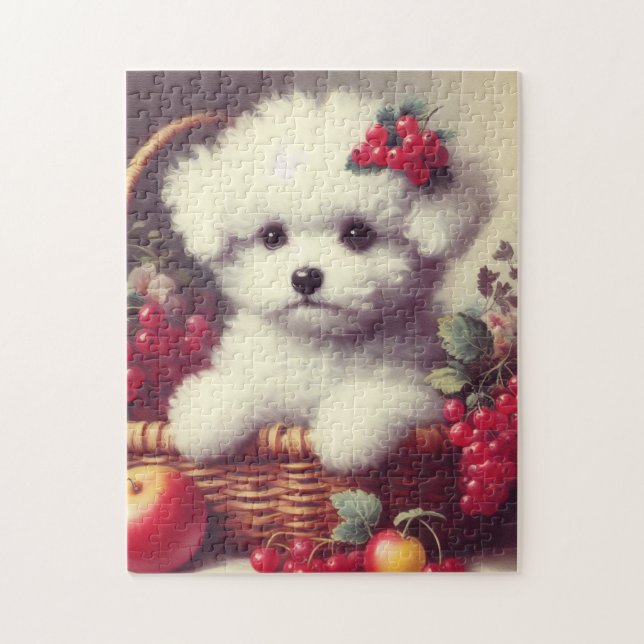 Puzzle Cute Vintage Bichon Frisé Peinture (Vertical)