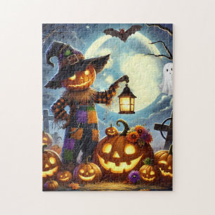 Puzzle Cute, Whimsical Halloween épouvantail & citrouille