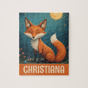 Puzzle Cute Whimsical Sitting Fox personnalisé
