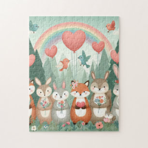 Puzzle Cute Woodland Creature arc-en-ciel valentine's