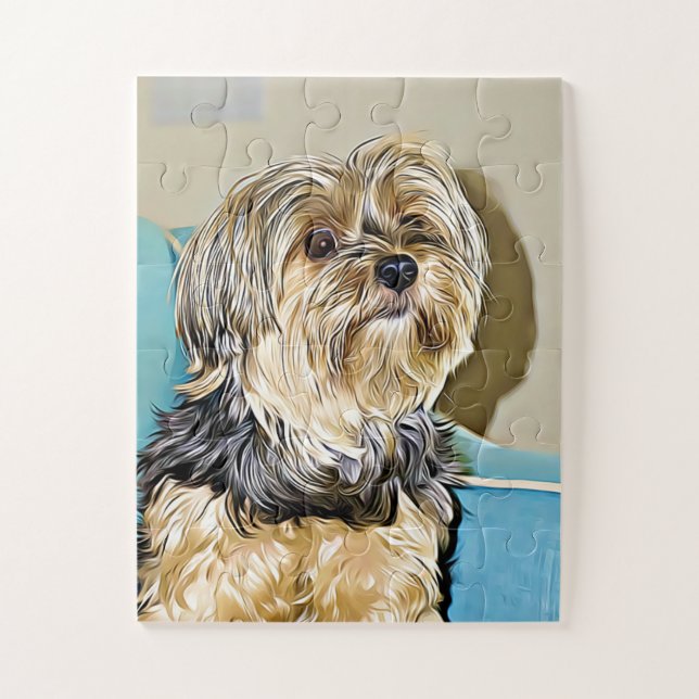 Puzzle Cute Yorkshire Terrier Puppy Dog Digital art (Vertical)
