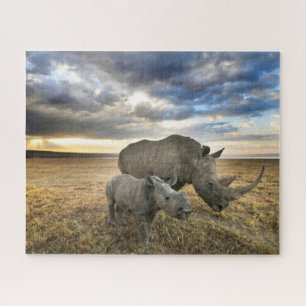 Puzzle Cutest Baby Animals White Rhino & Calf