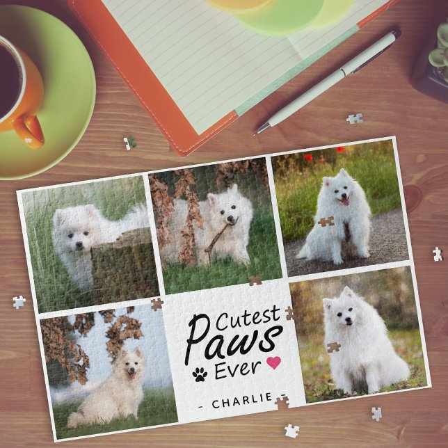 Puzzle Cutest Paws Ever Modern Cute Pet Dog Photo Collage (Créateur téléchargé)