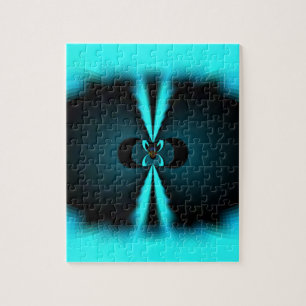 Puzzle Cyan et Black Abstrait Art Print