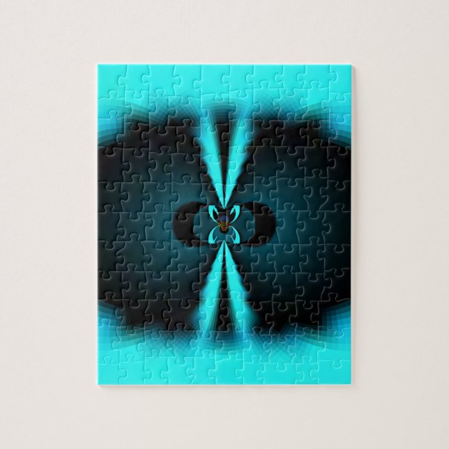 Puzzle Cyan et Black Abstrait Art Print (Vertical)