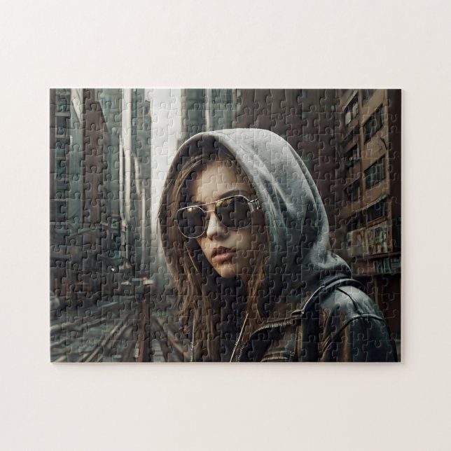 Puzzle Cyberpunk Sweat - shirt à capuche Dystopian (Horizontal)
