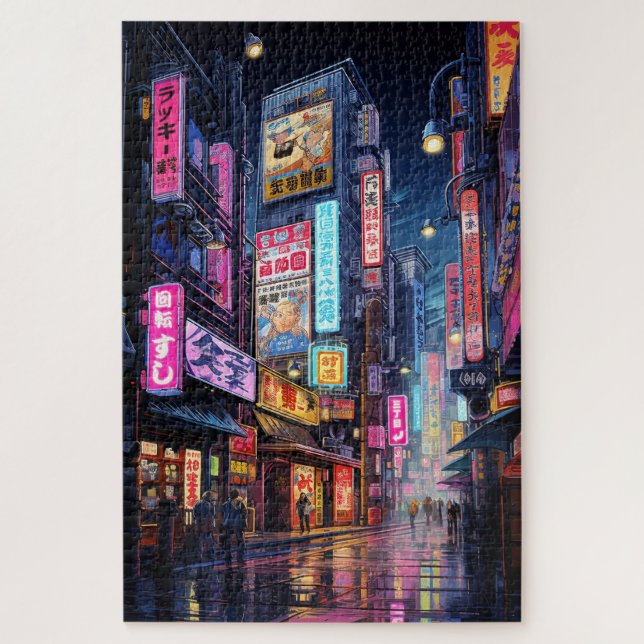 Puzzle Cyberpunk Tokyo Street Neon (Vertical)