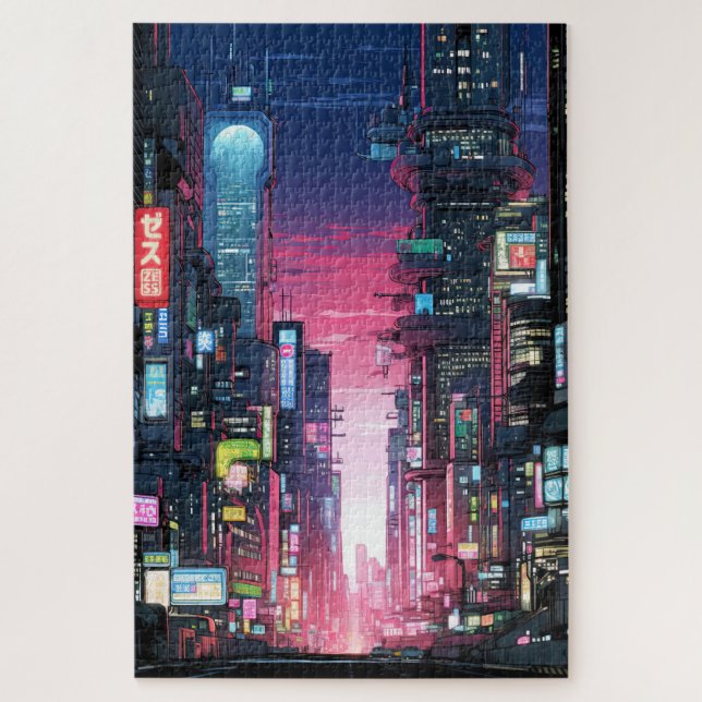 Puzzle Cyberpunk Tokyo Street Neon (Vertical)