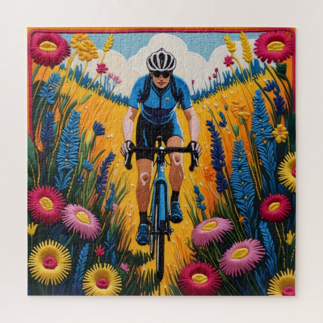 Puzzle Cycliste en fleurs (Vertical)