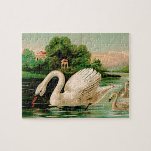 Puzzle Cygne vintage dans le lac