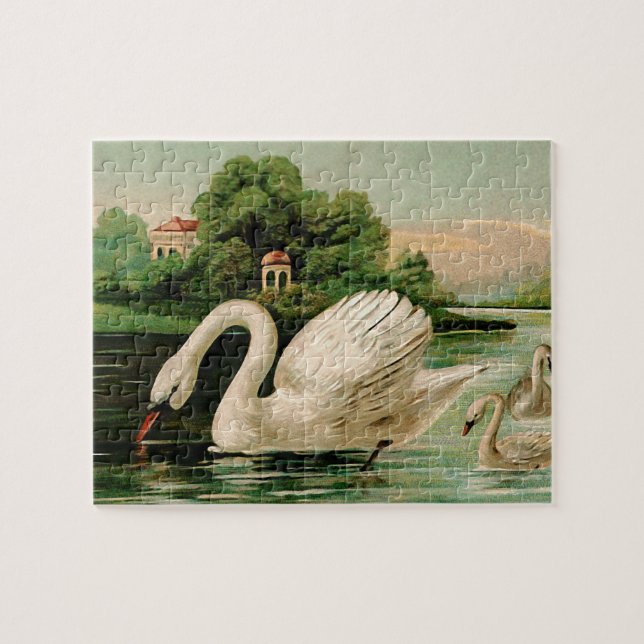 Puzzle Cygne vintage dans le lac (Horizontal)